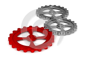 Three gears on white background