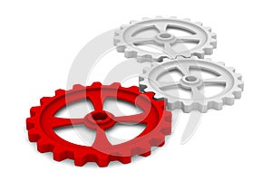 Three gears on white background