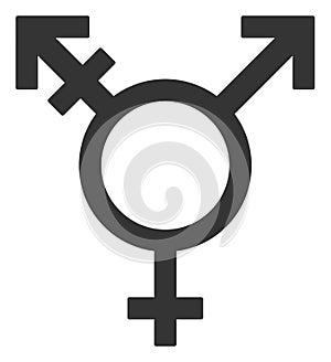 Three Gender Symbol Raster Icon Flat Illustration