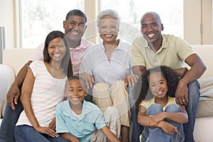 Three Generation Family Group At Home photo