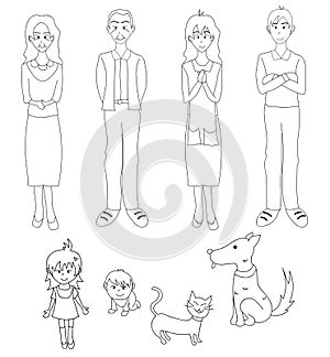 Three Generation Familys with Cat Dog