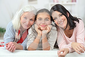 Three generation women on sofa