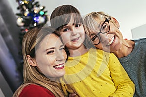 Three Generations Celebrating Christmas Together