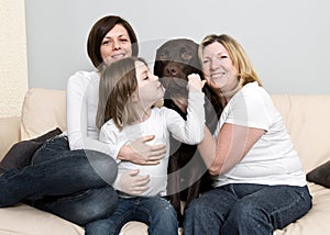 Three Generations of a Family with their Dog