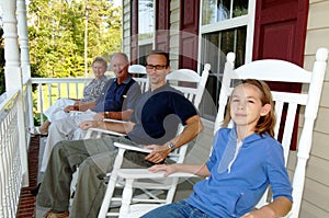 Three generations on front porch