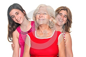 Three generations of hispanic women smiling