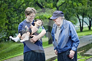 Three generations interacting together