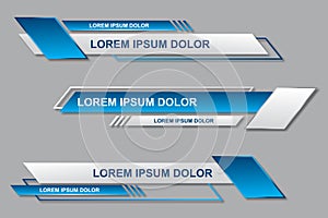 Three geometric lower third banners set design. Modern geometric lower third banner template design. Colorful lower thirds set