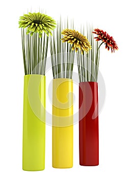 Three gerbera daisies