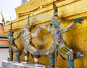 Three Giants guardian under golden pagoda in Wat Pra Kaew in ban