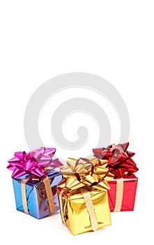 Three gift boxes with bows