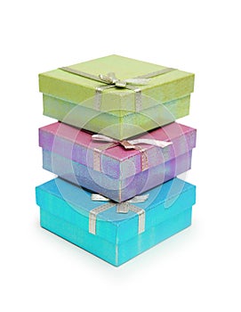 Three gift boxes isolated