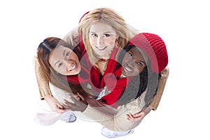 Three girlfriends with different derivation from above