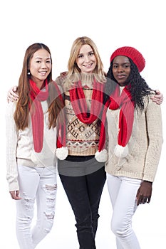 Three girlfriends with different derivation