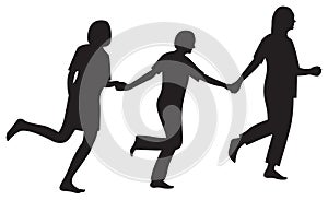 Three girlfriends together run