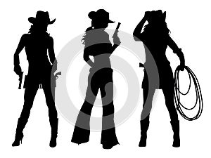 Three girls cowboy