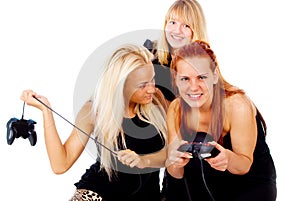 The three girls cursing because of video games