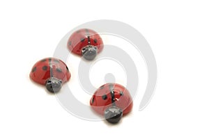 Three glass ladybugs