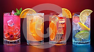 Three Glasses Filled With Different Types of Drinks