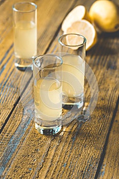 Three glasses of limoncello