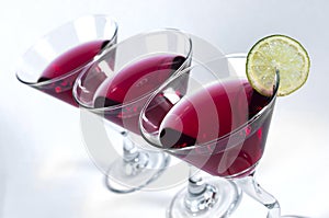 Three glasses of Red Martini