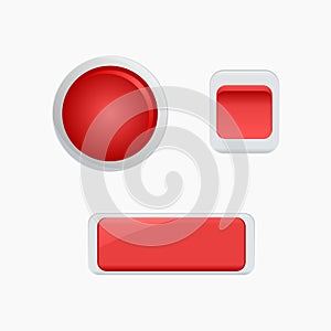 Three Glossy Red Buttons Vector Illustration