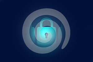 Three glowing locks with central focus perfect for cybersecurity or multi layer protection design