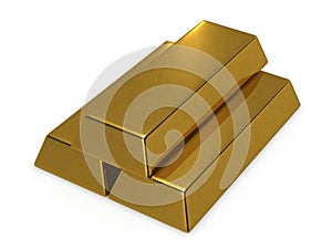 Three gold bars 3d rendering