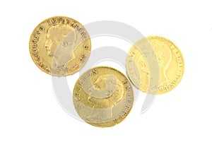 Three gold coins with Napoleon