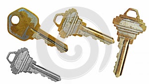 Three gold keys and one silver