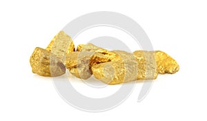 The Three gold nuggets isolated on white