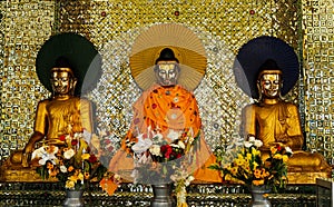 Three golden Buddha statue