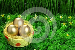 Three golden easter eggs