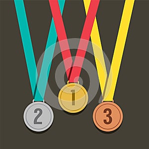 Three Golden Medals With Number