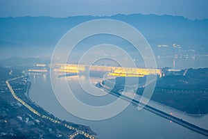 Three gorges dam in nightfall