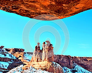 Three Gossips, Winter, Arches National Park, Utah.