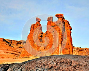 Three Gossips Rock Formation, Arches National Park, Utah.