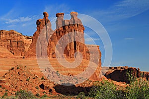 Arches National Park, the Three Gossips Formation in Morning Sun, Utah, USA photo