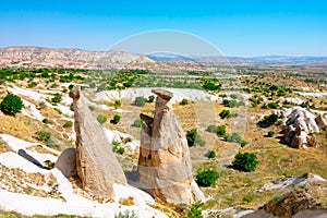 Three graces or Uc Guzeller in Cappadocia Urgup Turkey