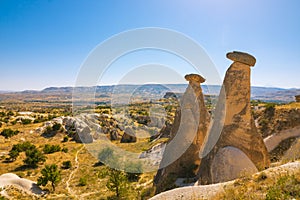 Three graces or Uc Guzeller in Cappadocia Urgup Turkey