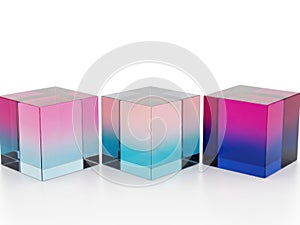 Three gradient cubes isolated on white background
