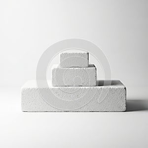 Three gray rectangular blocks arranged in a pyramid on a white background