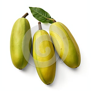Three Green Banana Fruits On White Background - Adonna Khare Style