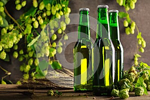 Three green bottle of beer