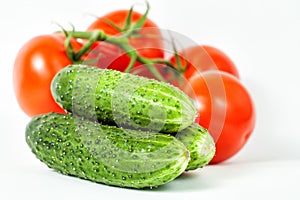 Three green cucumbers appetizing