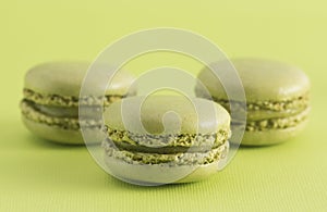 Three Green French Macarons