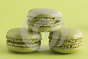 Three Green French Macarons