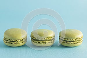 Three Green French Macarons