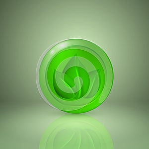 Three green leaves. Icon for app or web design