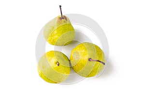 Three pears isolated on white background